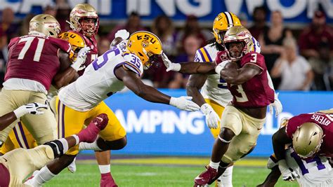 Fsu lsu game - Sep 3, 2023 · Jordan Travis accounts for 5 TDs and No. 8 Florida State thumps No. 5 LSU 45-24 in marquee matchup ... After Daniels connected with Tre Bradford for 55 yards on the first play of the game, LSU had ... 